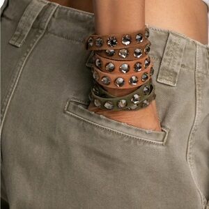 Authentic Swarovski Studded Leather Wrap Bracelet or choker Pedro Garcia